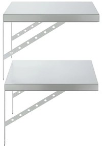vidaXL Ράφια Τοίχου 2 τεμ. Ασημί 50x40 εκ. Ανοξείδωτο Ατσάλι