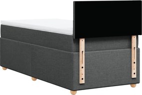 vidaXL Κρεβάτι Boxspring με Στρώμα Σκούρο Γκρι 90x200 εκ. Υφασμάτινο