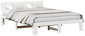 vidaXL Σκελετός Κρεβατιού Λευκό 150 x 200 cm Μασίφ ξύλο πεύκου