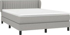 vidaXL Κρεβάτι Boxspring με Στρώμα Ανοιχτό Γκρι 140x200 εκ. Υφασμάτινο