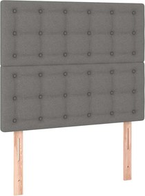 vidaXL Κρεβάτι Boxspring με Στρώμα Σκούρο Γκρι 90x200 εκ. Υφασμάτινο