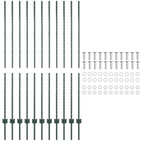 vidaXL Πό posts φράχτη 22 pcs Πράσινο 150 cm Ατσάλι