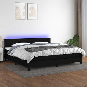 vidaXL Κρεβάτι Boxspring με Στρώμα &amp; LED Μαύρο 200x200 εκ. Υφασμάτινο