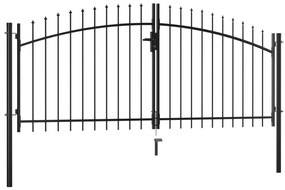 Πόρτα Περίφραξης Διπλή με Λόγχες 300 x 150 εκ. - Μαύρο