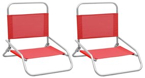 Καρέκλες Παραλίας Πτυσσόμενες 2 τεμ. Κόκκινες Υφασμάτινες