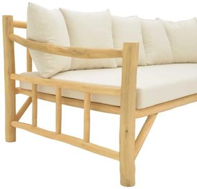 Καναπές Roziana pakoworld φυσικό teak ξύλο 210x100x80εκ