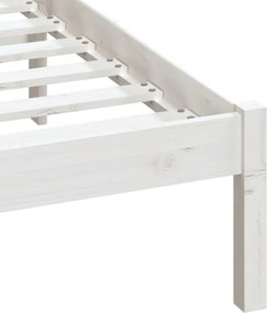 vidaXL Πλαίσιο Κρεβατιού Λευκό 135x190 εκ. από Μασίφ Ξύλο Double