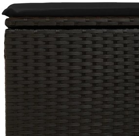 vidaXL Σκαμπό Κήπου με Μαξιλάρι Μαύρο 55x55x37 εκ. από Συνθετικό Ρατάν