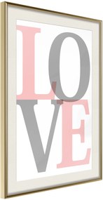 Αφίσα - Grey-Pink Love - 20x30 - Χρυσό - Με πασπαρτού