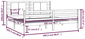 Πλαίσιο Κρεβατιού Λευκό 200 x 200 εκ. από Μασίφ Ξύλο Πεύκου - Λευκό