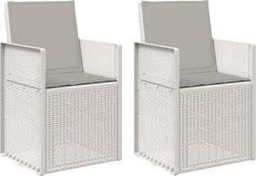 vidaXL Καρέκλες Εστιατορίου Κήπου 2 pcs Λευκό και Ανοιχτό Γκρι PP