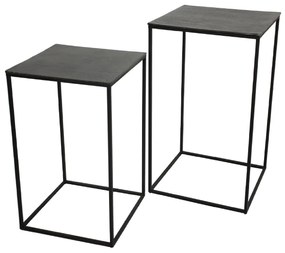 Τραπεζάκι ArteLibre Μαύρο Αλουμίνιο 45x45x70cm Σετ 2Τμχ-05152639