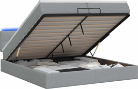 vidaXL Κρεβάτι Ottoman με Στρώμα και LED Ανοιχτό γκρι 200 x 200 cm