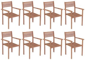 Καρέκλες Κήπου Στοιβαζόμενες 8 τεμ. από Μασίφ Ξύλο Teak