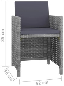 vidaXL Σετ Τραπεζαρίας Εξ. Χώρου 5 τεμ. Γκρι Συνθ. Ρατάν με Μαξιλάρια