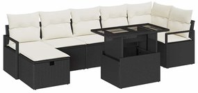 vidaXL Σετ Σαλονιού 8 Τεμαχίων  με μαξιλάρια από μαύρο πολυ-ρattan.