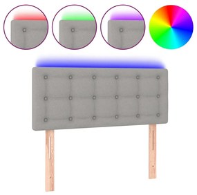 Κεφαλάρι Κρεβατιού LED Ανοιχτό Γκρι 100x5x78/88 εκ. Υφασμάτινο - Γκρι