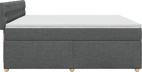 vidaXL Κρεβάτι Boxspring με Στρώμα Σκούρο Γκρι 200x200 εκ. Υφασμάτινο