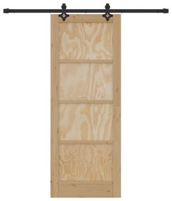 vidaXL Συρόμενη Πόρτα με Σετ Εξαρτημάτων 78x202 εκ. Μασίφ Ξύλο Πεύκου