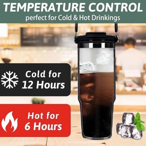 Ποτήρι Θερμός Ανοξείδωτο 900ml με Επιστόμιο και Καλαμάκι