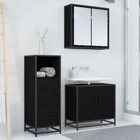 vidaXL Ντουλάπι Μπάνιου με συρτάρι Μαύρη δρυς 35 x 37.5 x 100 εκ.