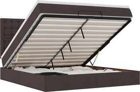 vidaXL Οθωμανικό κρεβάτι με στρώμα σκούρο καφέ 180x200cm ύφασμα