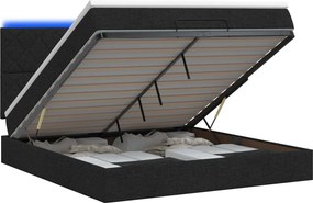 vidaXL Κρεβάτι Ottoman με Στρώμα και LED Μαύρο 140 x 190 cm Ύφασμα