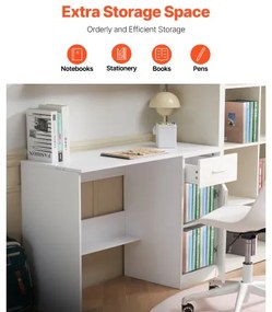 VEVOR Small Desk with Drawer Kids Desk for Bedroom Wood Simple Study Table White