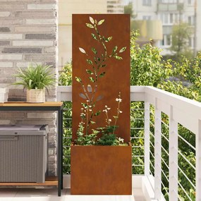 vidaXL Οθόνη Ιδιωτικότητας Κήπου Floral Σκ rusty 50 x 140 cm