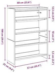 Ράφι παπουτσιών Γκρι μπετόν 60x25x81 cm Κατασκευασμένο ξύλο - Γκρι