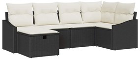 vidaXL Σετ Καναπέ Κήπου 6 pcs Μαύρο, Κρέμα Πολυ rattan, βαμμένο ατσάλι