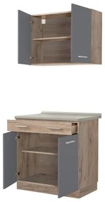 Έτοιμη Σύνθεση Κουζίνα Dalila 80 Γκρί Δρύς - Γκρί  80x51,5x206,5 εκ. 80x51.5x206.5 εκ.