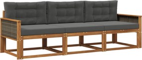 vidaXL Σειρά Καναπέ Εξωτερικού με μαξιλάρι 3 pcs Φυσικό και Ανθρακί