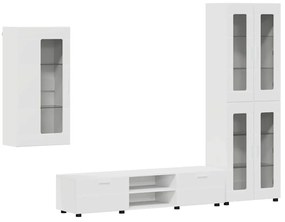 vidaXL Σετ επίπλου τηλεόρασης με συρτάρι Λευκό Επεξεργασμένο ξύλο