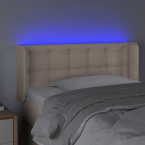 vidaXL Κεφαλάρι Κρεβατιού LED Καπουτσίνο 93x16x78/88 εκ. Συνθετ. Δέρμα