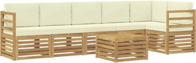 vidaXL Σειρά Καναπέ Εξωτερικού 7 pcs Λευκό και Κρεμ Πολυεστέρας