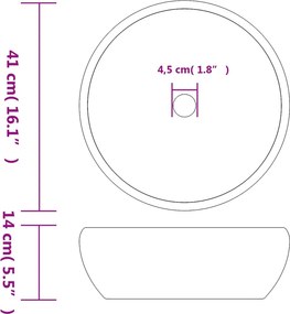 vidaXL Νιπτήρας Μαύρος και Γκρι Φ41 x 14 εκ. Κεραμικός