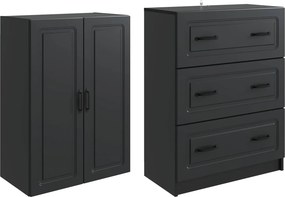 vidaXL Σέτ Ντουλαπιών 2 pcs Μαύρο 66 x 34,5 x 87 εκ.