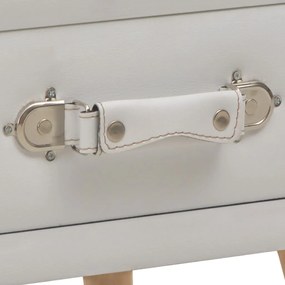 vidaXL Κομοδίνο Λευκό 40 x 35 x 40 εκ. από Συνθετικό Δέρμα