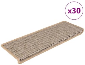 vidaXL Πατάκια Σκάλας Αυτοκόλλητα 30τεμ. Όψη Σιζάλ Αν. Μπεζ 65x21x4εκ.