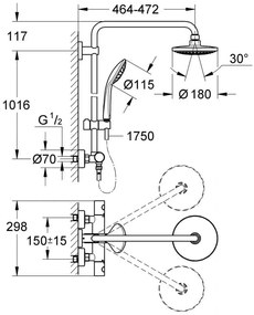 Κολώνα ντουζ Grohe Euphoria 180