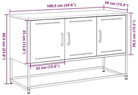 Έπιπλο Τηλεόρασης Μαύρο 100,5x39x60,5 εκ. Ατσάλινο - Μαύρο