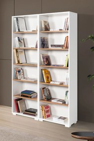 Βιβλιοθήκη Λευκό / Καρυδί DODREFO 120x30x2