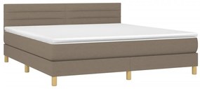 vidaXL Κρεβάτι Boxspring με Στρώμα &amp; LED Taupe 160x200 εκ. Υφασμάτινο