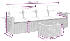 vidaXL Σαλόνι Κήπου 5 Τεμαχίων Γκρι από Συνθετικό Ρατάν με Μαξιλάρια