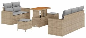 vidaXL Σετ Καναπέ Κήπου Ρυθμιζόμενο ύψος 8 pcs Μπεζ συνθετικό ρατάν