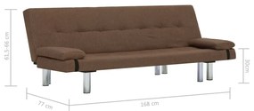 Καναπές - Κρεβάτι με Δύο Μαξιλάρια Καφέ από Πολυεστέρα - Καφέ