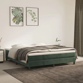 Κρεβάτι Boxspring με Στρώμα Σκούρο Πράσινο 160x200εκ. Βελούδινο