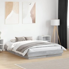 vidaXL Πλαίσιο Κρεβατιού Γκρι Sonoma 140x190 εκ. Επεξεργασμένο Ξύλο