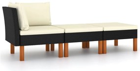 vidaXL Σαλόνι Κήπου 3 τεμ. από Συνθετικό Ρατάν / Μασίφ Ξύλο Ευκαλύπτου